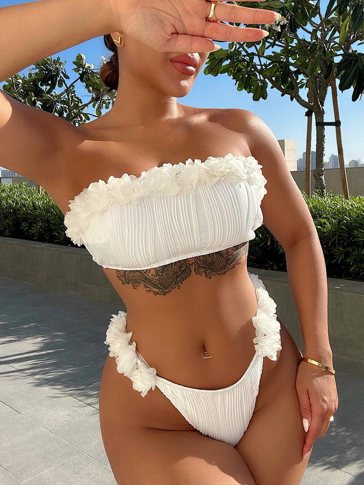 Ladies Bandeau Bikini Set with stylish ruffle details StylebySassy