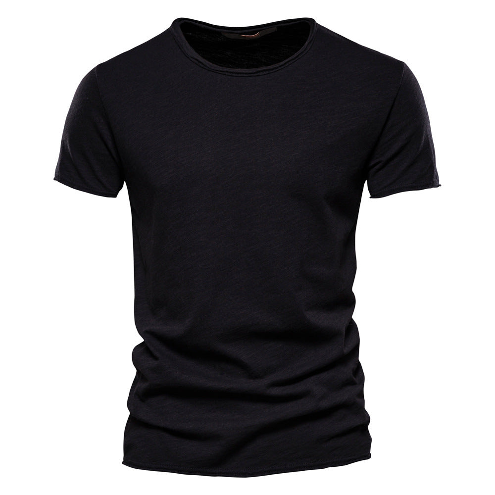 Men's light cotton jersey short-sleeve shirt with V-neck and slim fit StylebySassy