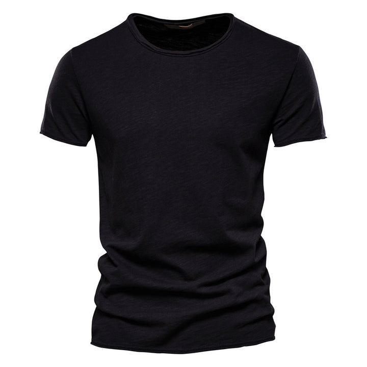 Men's light cotton jersey short-sleeve shirt with V-neck and slim fit StylebySassy
