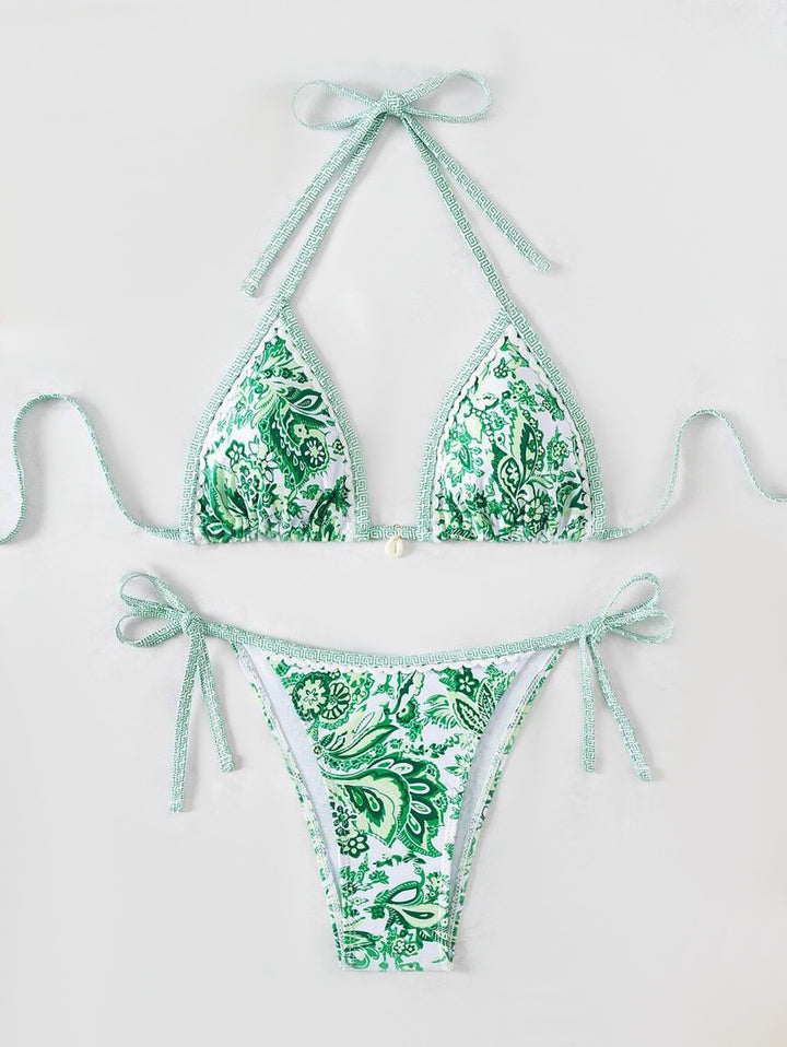 Ladies Triangle Bikini with Floral Vintage Pattern StylebySassy