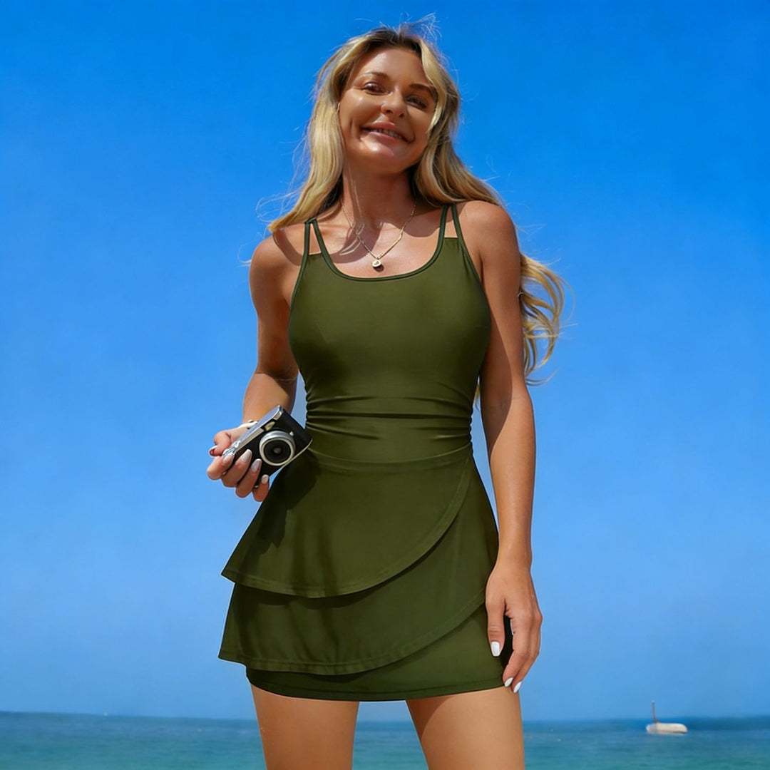 Women's sporty swimsuit with ruffle details StylebySassy