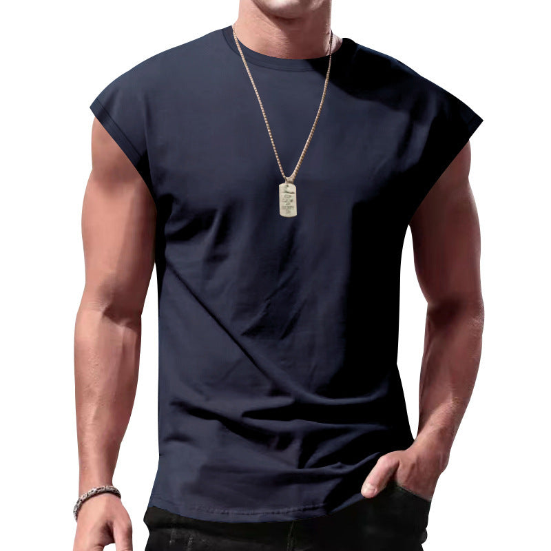 Men's loose sleeveless muscle shirt made of cotton jersey with drop shoulder StylebySassy