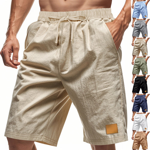 Men's drawstring Bermuda shorts made of soft cotton blend with elastic waistband and side pockets StylebySassy