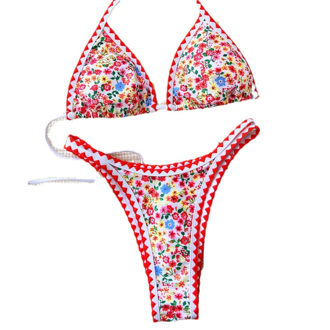 Women's Triangle Bikini with Floral Accents StylebySassy
