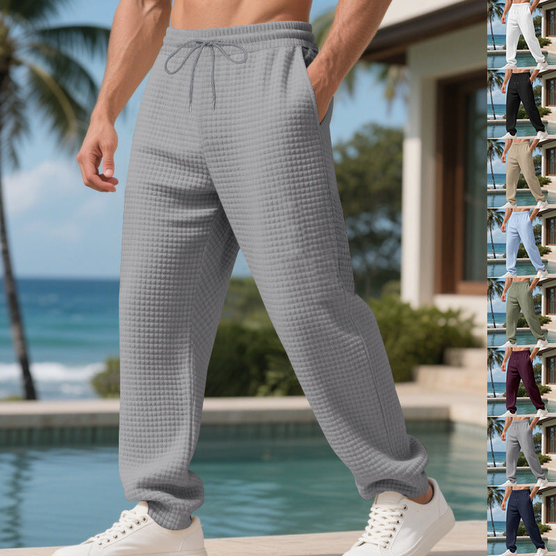 Men's waffle structure lounge pants with elastic waistband, drawstring and side pockets StylebySassy