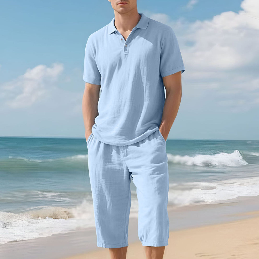 Men's light polo and bermuda set made of silky cotton jersey StylebySassy