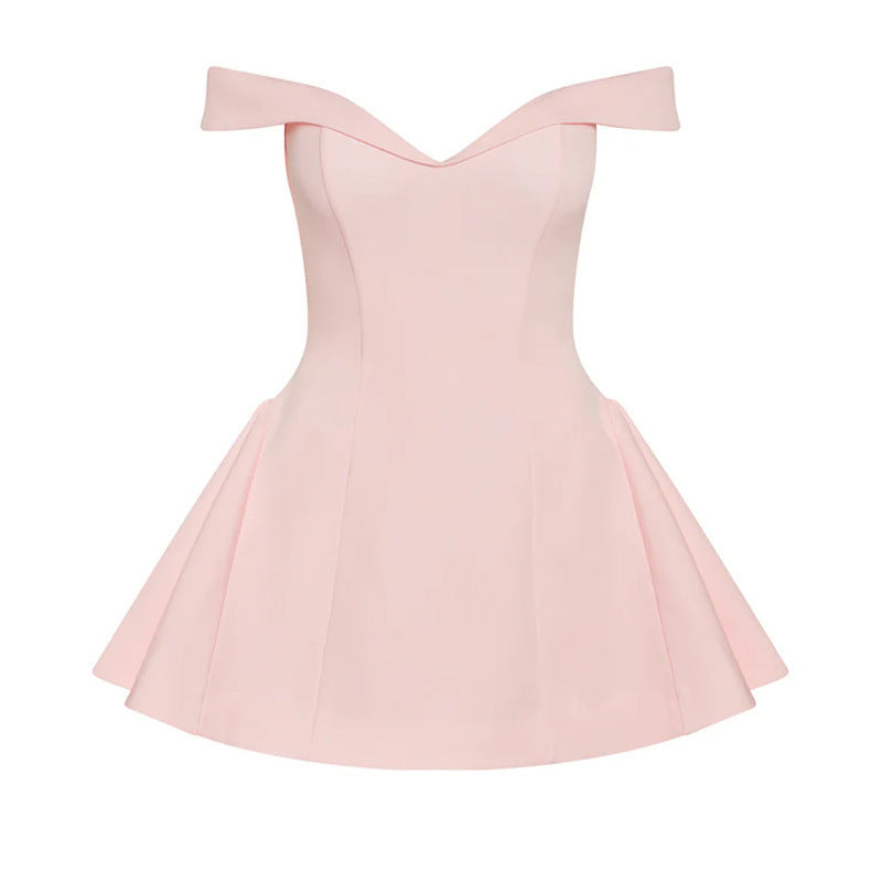 Ladies Off-Shoulder Mini Dress with Swinging Skirt StylebySassy