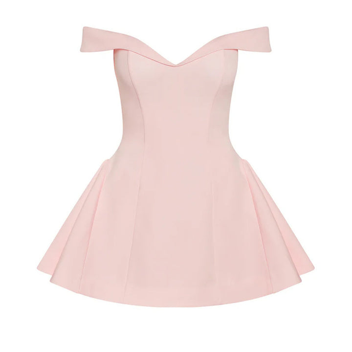 Ladies Off-Shoulder Mini Dress with Swinging Skirt StylebySassy