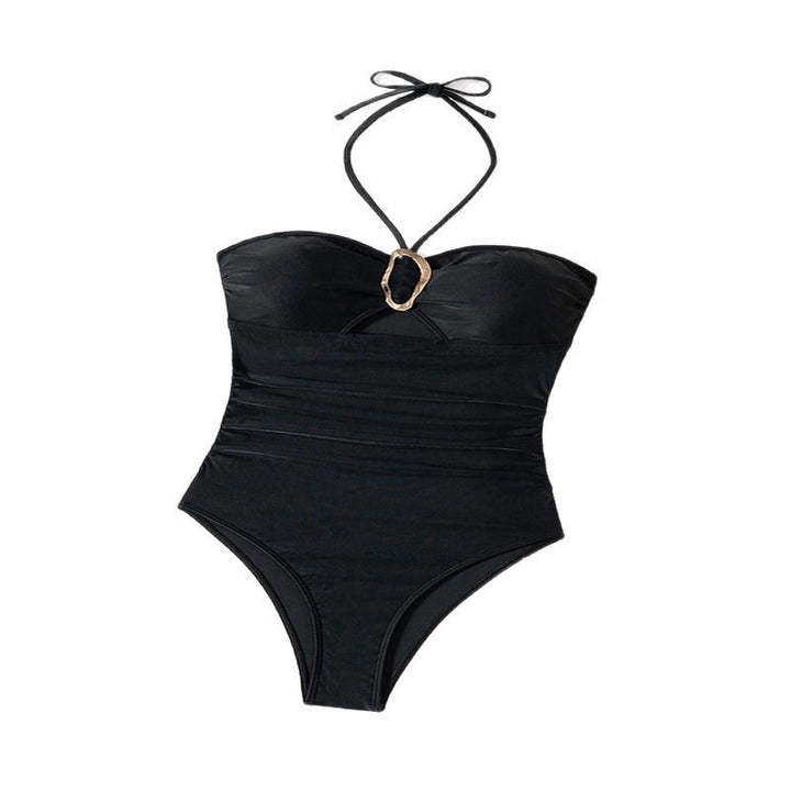 Ladies elegant swimsuit with ruching and fashionable cut-out