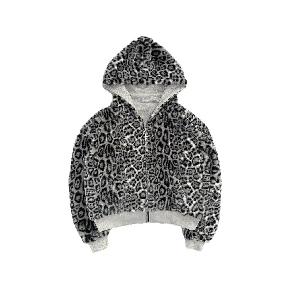 Women's short hooded jacket with faux fur lining, zipper and kangaroo pocket StylebySassy