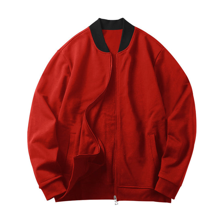 Men's lightweight cotton blouson with contrasting collar, visible metal zipper, and side pockets StylebySassy