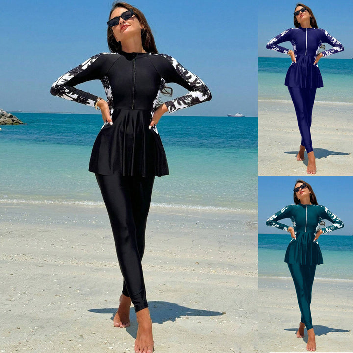 Women's Fashionable UV Protection Surf Suit with Peplum Design StylebySassy