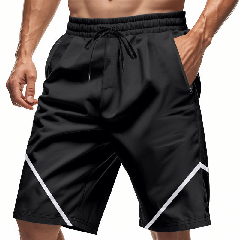 Men's breathable training shorts with zippered pockets and elastic drawstring waistband StylebySassy