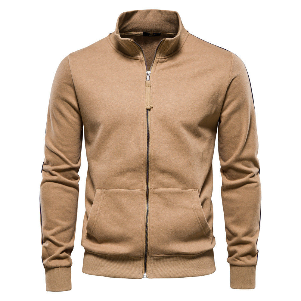 Men's sporty cotton sweatshirt jacket with stand-up collar and kangaroo pockets StylebySassy