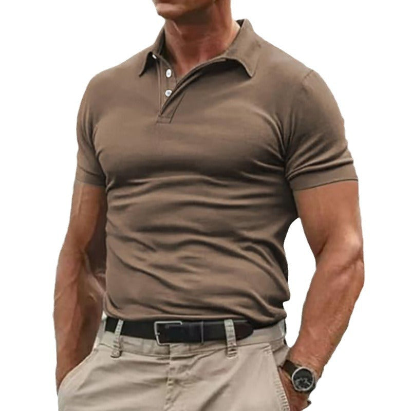 Men's breathable cotton polo shirt short sleeves with classic collar and ribbed cuffs StylebySassy