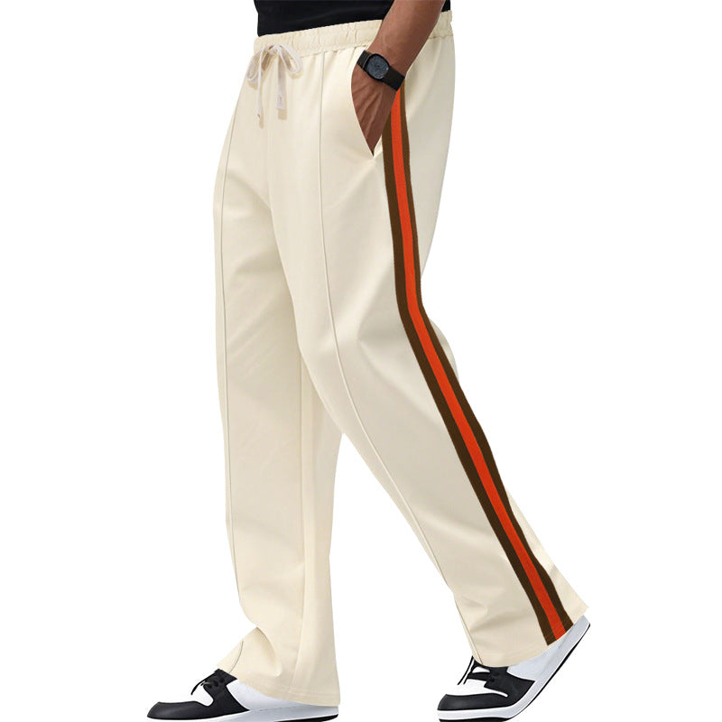 Men's loosely falling casual chinos with side contrast stripe and drawstring waistband StylebySassy