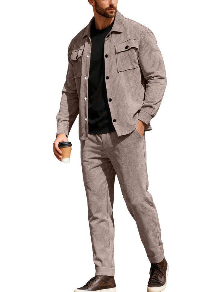 Men's Nan Shirt Jacket with Flap Pockets and Straight Cut Chino Pants StylebySassy