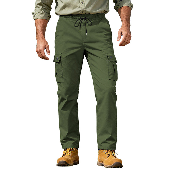 Men's robust leisure cargo pants with elastic waistband drawstring and multiple pockets StylebySassy