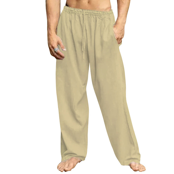 Men's relaxed trousers with wide leg elastic drawstring waistband and side pockets StylebySassy