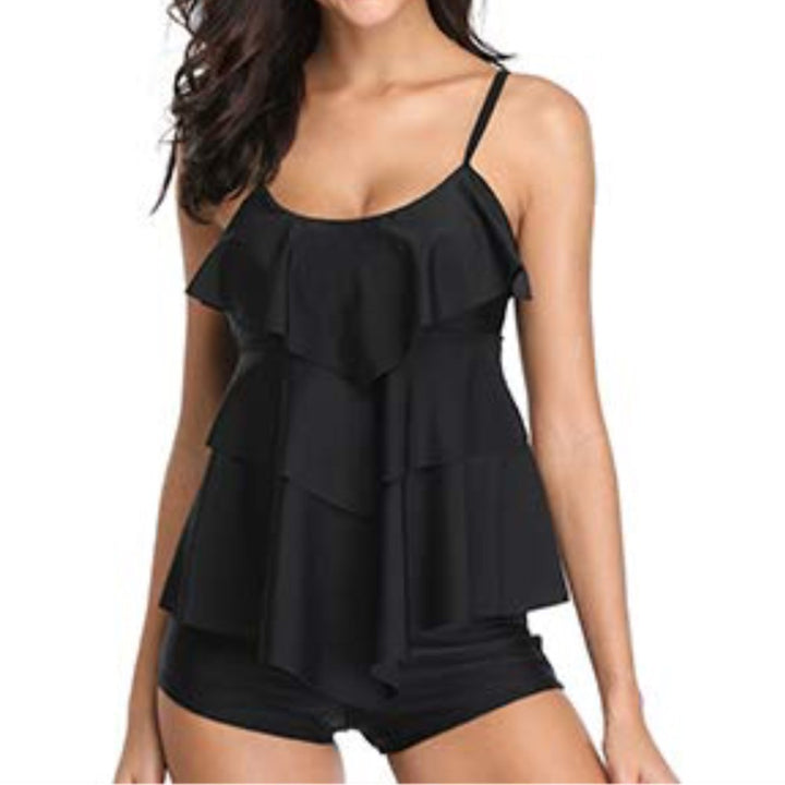 Women's Swim Hole Tankini with Layered Ruffle Design StylebySassy