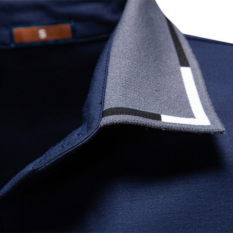 Men's breathable polo shirt made of cotton blend with contrast collar and ribbed sleeve cuffs StylebySassy