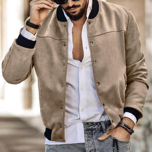 Men's bomber jacket in suede look with snap button closure and arm pocket StylebySassy