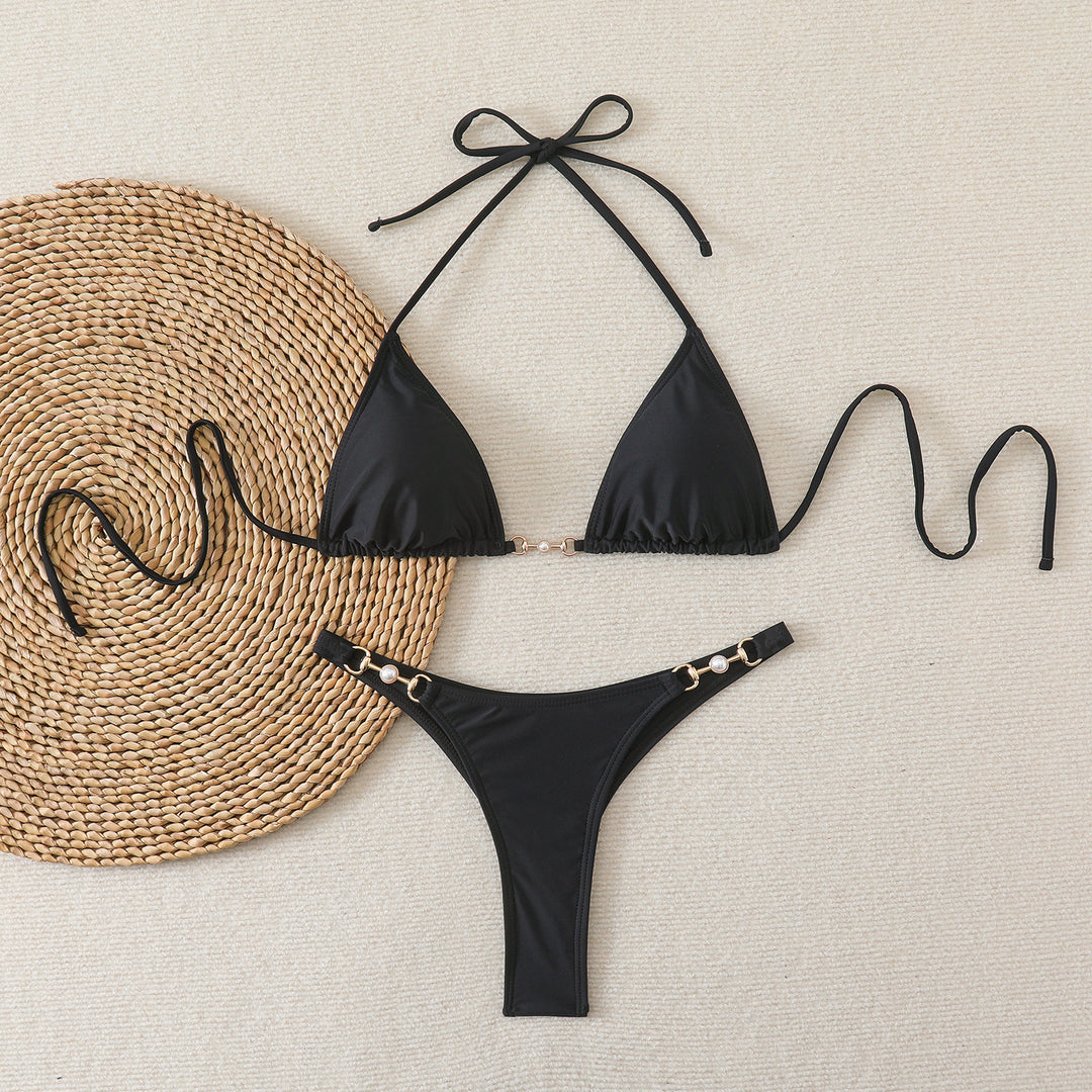 Ladies Triangle Bikini with Elegant Decorations StylebySassy