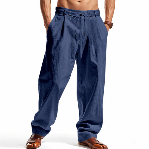Men's wide pleat chino pants with cuffs, tapered fit and side pockets StylebySassy