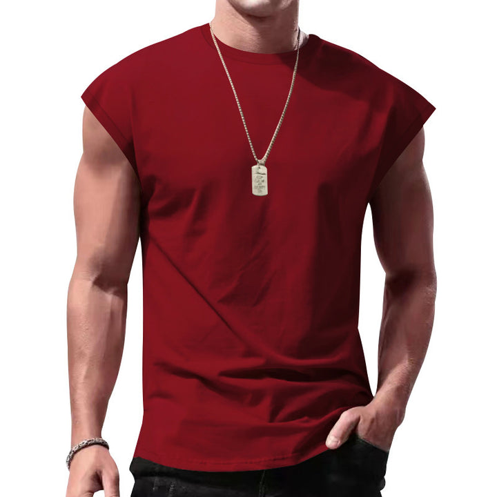 Men's loose sleeveless muscle shirt made of cotton jersey with drop shoulder StylebySassy