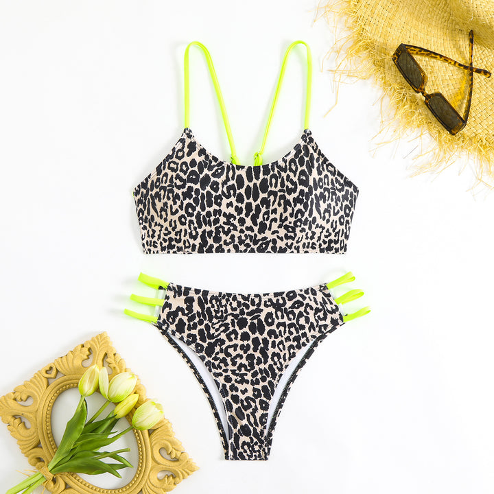 Women's bikini set with creative leopard pattern and adjustable straps StylebySassy