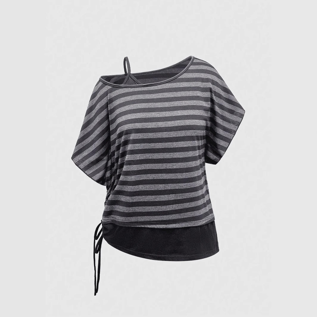 Women's Asymmetrical Striped Top with Refined Cut StylebySassy