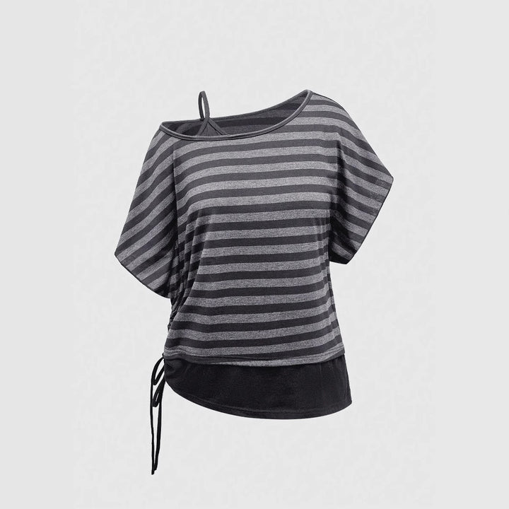 Women's Asymmetrical Striped Top with Refined Cut StylebySassy