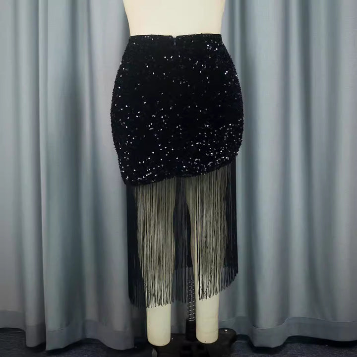 Ladies glamorous skirt with sequins and fringes StylebySassy