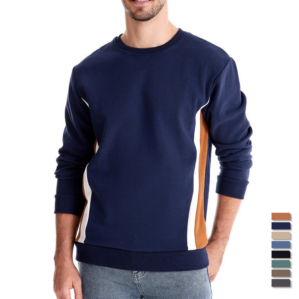 Men's round neck sweatshirt made of cotton blend with contrasting side piping and slim silhouette StylebySassy