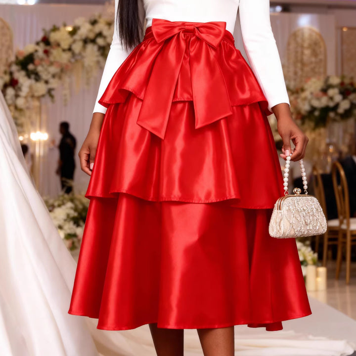 Ladies high-cut layered skirt with structured waistband StylebySassy