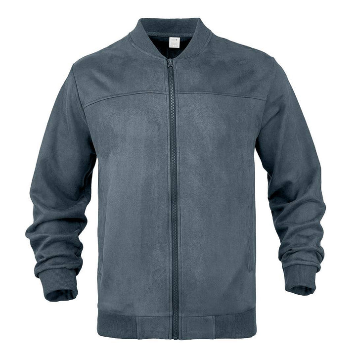 Men's subtle velour bomber jacket with stand-up collar, full zip and ribbed cuffs StylebySassy