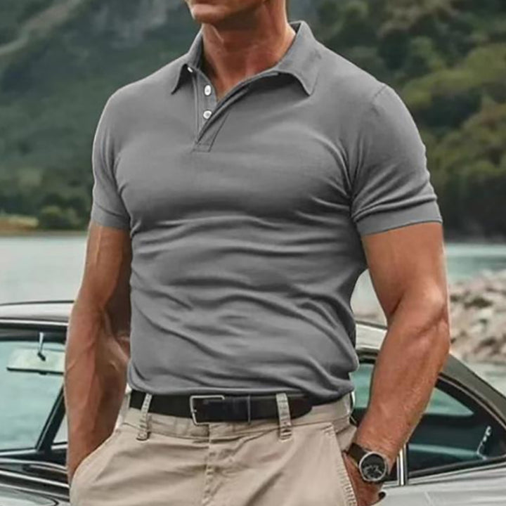 Men's breathable cotton polo shirt short sleeves with classic collar and ribbed cuffs StylebySassy