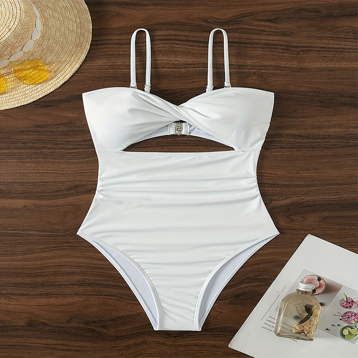Women's one-piece swimsuit with fashionable cut-out and double straps