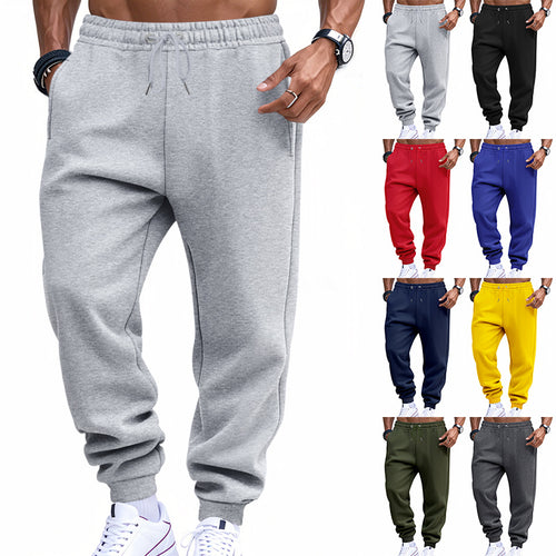 Men's sporty sweat jogging pants with elastic tunnel drawstring waist, ribbed cuffs, and deep side pockets StylebySassy