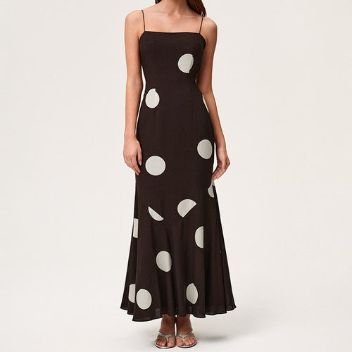 Women's maxi dress with elegant polka dot pattern StylebySassy