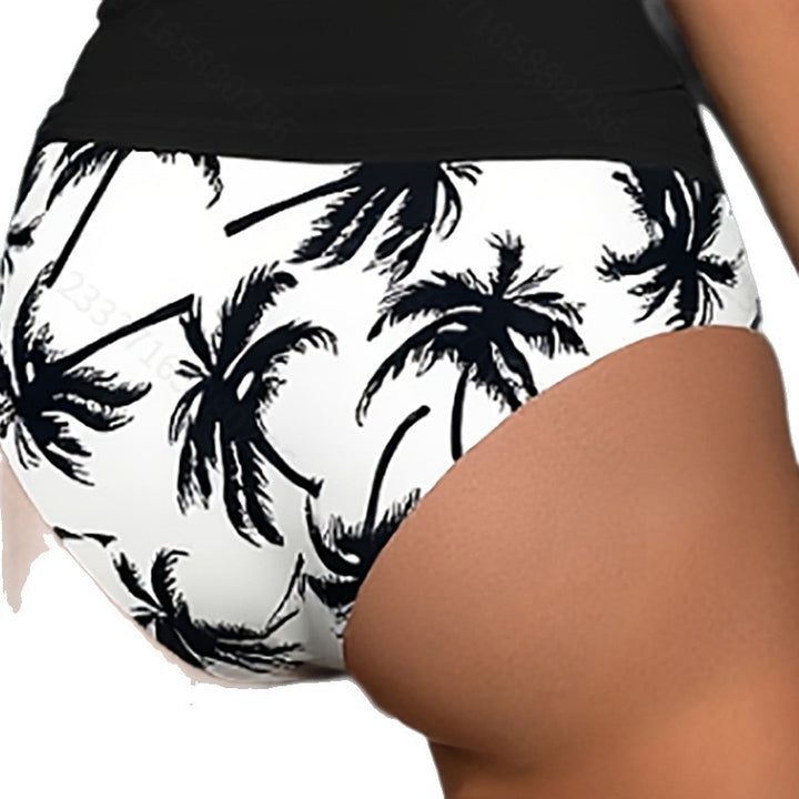 Women's Bandeau Swimsuit with Ruching and Palm Design StylebySassy