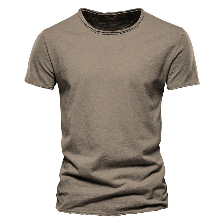 Men's light cotton jersey short-sleeve shirt with V-neck and slim fit StylebySassy