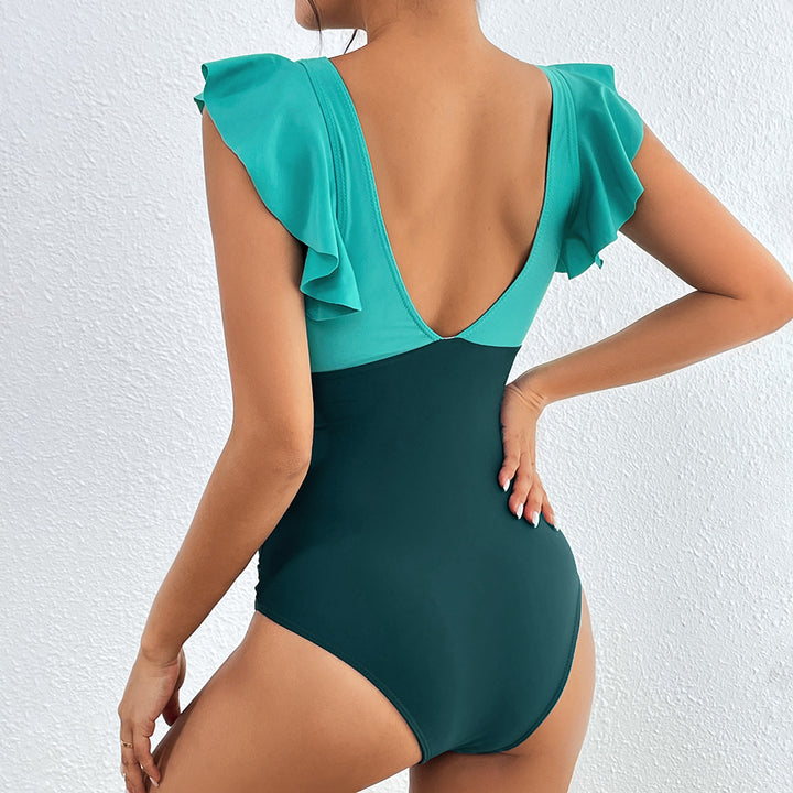 Women's One-Piece Swimsuit with Voluminous Ruffles and Striking Wrap Design StylebySassy