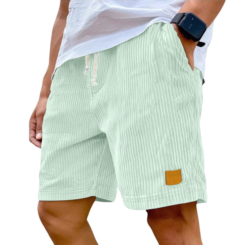 Men's fine corduroy shorts with elastic drawstring waistband, drawstring and deep side pockets StylebySassy