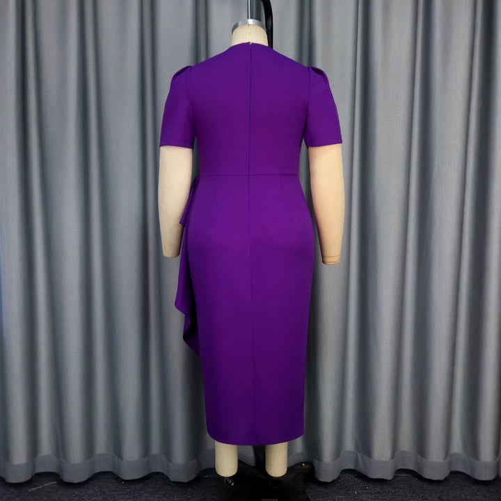 Ladies Elegant Maxi Dress with Exquisite Draping and Floral Accents StylebySassy