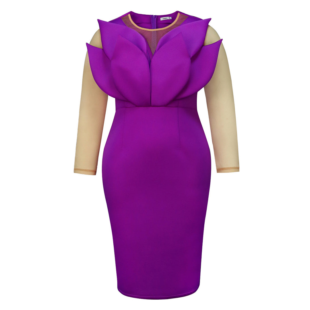 Women's sheath dress with floral design and transparent sleeves StylebySassy