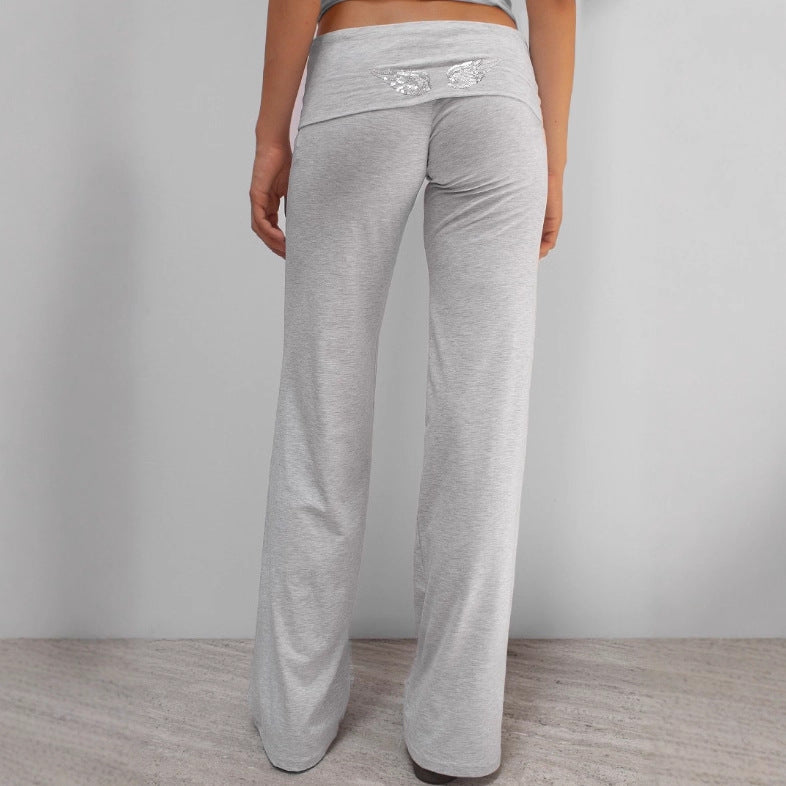 Women wide Palazzo pants with fold-over waistband made of elastic viscose jersey StylebySassy