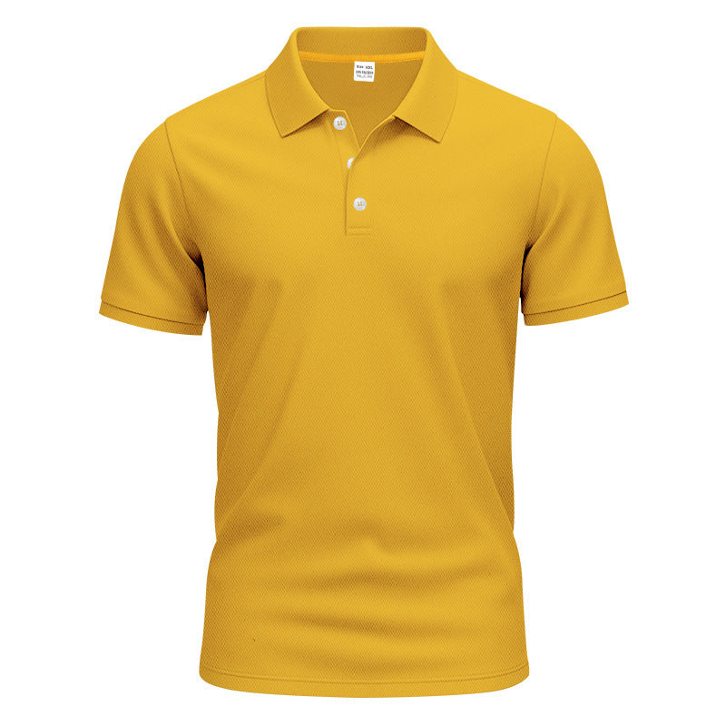 Men's polo collar shirt with slim fit, breathable mesh structure, and flat two-button placket StylebySassy