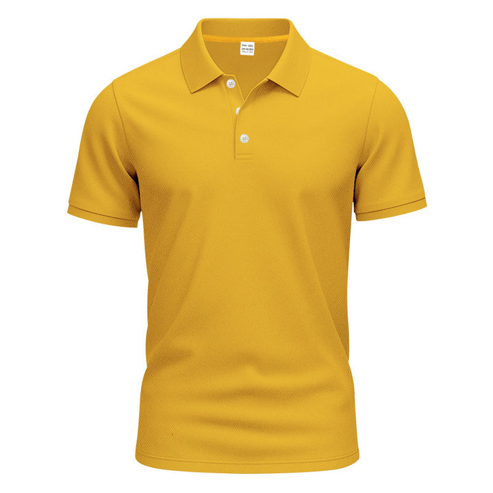 Men's polo collar shirt with slim fit, breathable mesh structure, and flat two-button placket StylebySassy