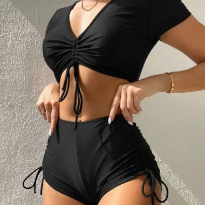 Women’s Sporty Bikini Set with Fashionable Gathering StylebySassy